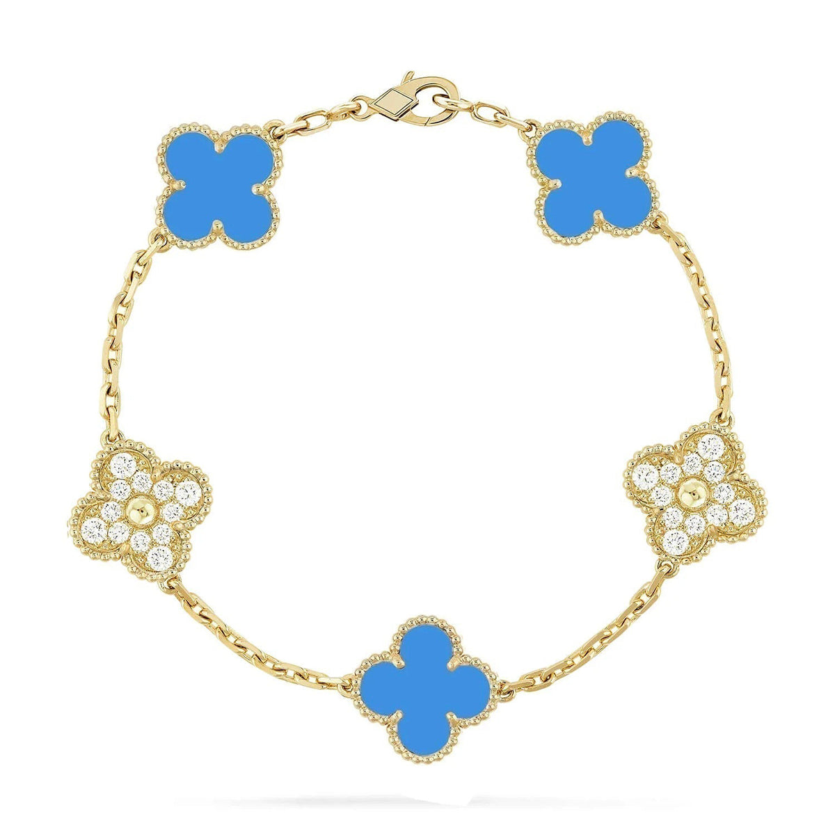 [Regal Gem] CLOVER 5 MOTIF BLUE AGATE BRACELET COLLECTION