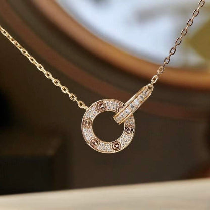[Regal Gem]LOVE 7.6MM NECKLACE Regal Gem GOLD AND SILVER  FULL DIAMOND