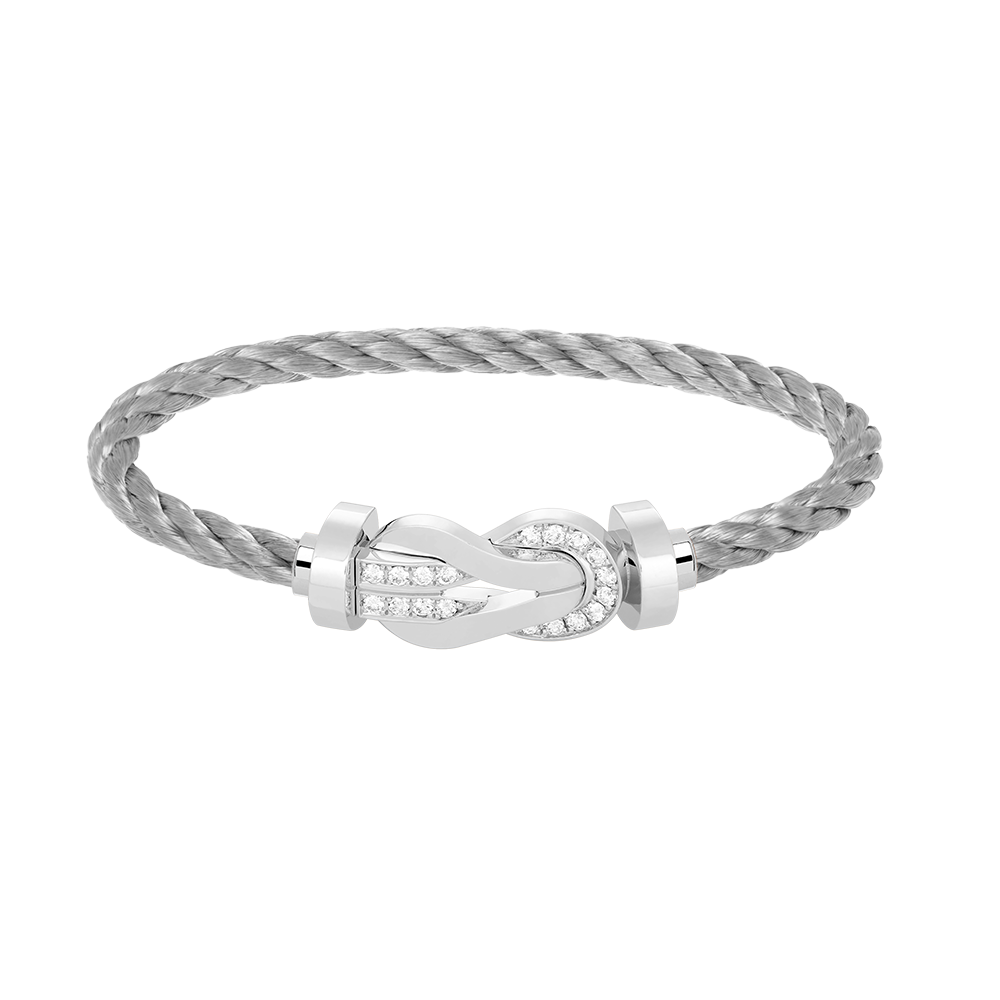[Regal Gem]CHANCE LARGE 8 FIGURE BUCKLE HALF DIAMOND BRACELET SILVER