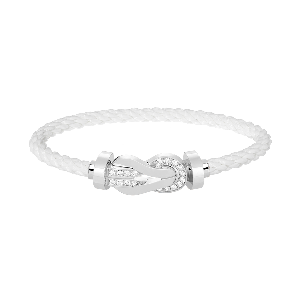 [Regal Gem]CHANCE LARGE 8 FIGURE BUCKLE HALF DIAMOND BRACELET SILVER