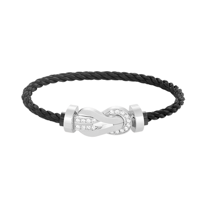 [Regal Gem]CHANCE LARGE 8 FIGURE BUCKLE HALF DIAMOND BRACELET SILVER