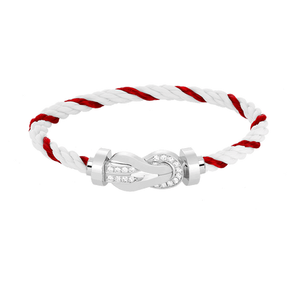 [Regal Gem]CHANCE LARGE 8 FIGURE BUCKLE HALF DIAMOND BRACELET SILVER