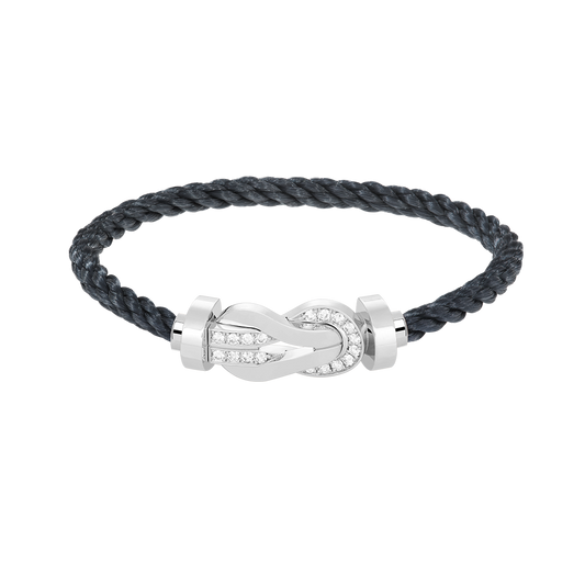 [Regal Gem]CHANCE LARGE 8 FIGURE BUCKLE HALF DIAMOND BRACELET SILVER