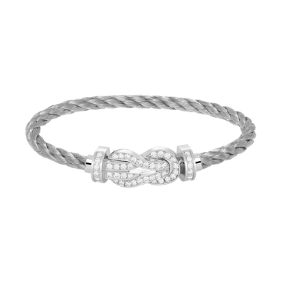 [Regal Gem]CHANCE LARGE 8 FIGURE BUCKLE FULL DIAMOND BRACELET SILVER