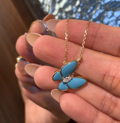 [Regal Gem]Turquoise Butterfly Gold Necklace