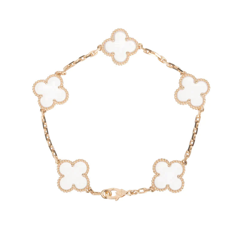 [Regal Gem]CLOVER 5 MOTIF ROCK CRYSTAL BRACELET