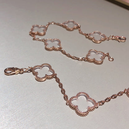 [Regal Gem]CLOVER 5 MOTIF ROCK CRYSTAL BRACELET
