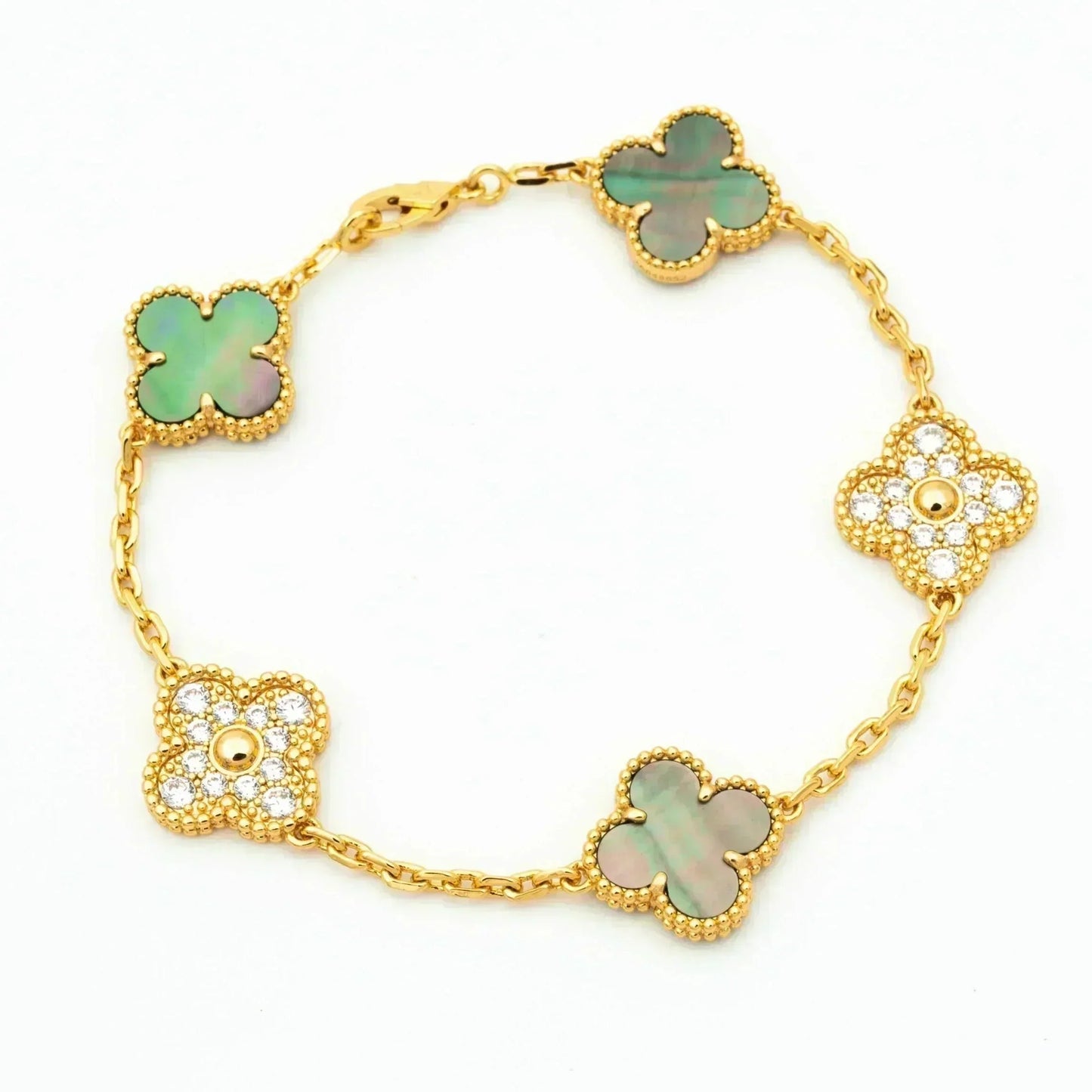 [Regal Gem] CLOVER 5 MOTIF GRAY MOP BRACELET COLLECTION