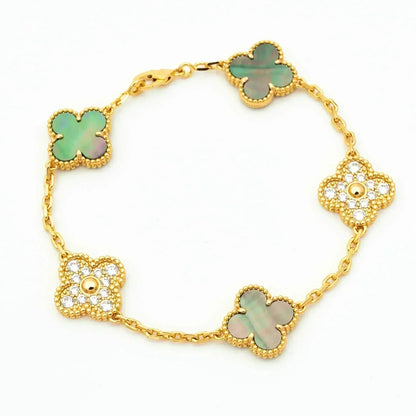 [Regal Gem] CLOVER 5 MOTIF GRAY MOP BRACELET COLLECTION