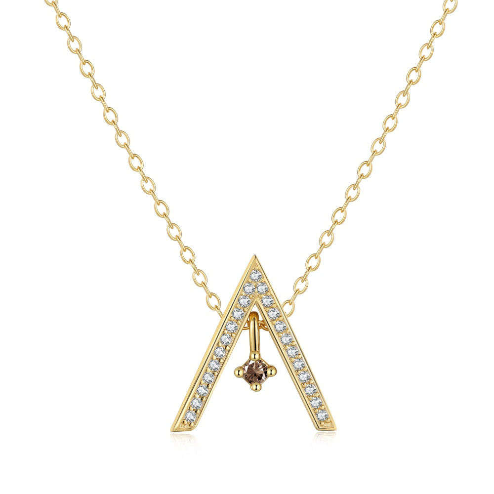 [Regal Gem Jewelry]Sparkling "A" Shape Necklace