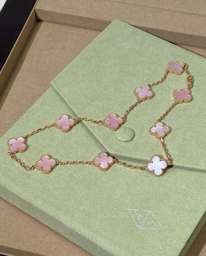 [Regal Gem Jewellery] Pink Necklace with Ten Clover Designs