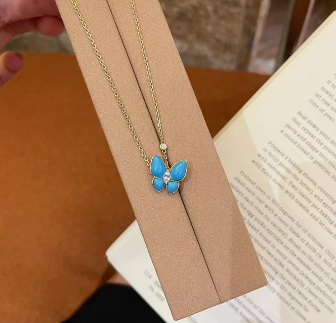 [Regal Gem]Turquoise Butterfly Gold Necklace