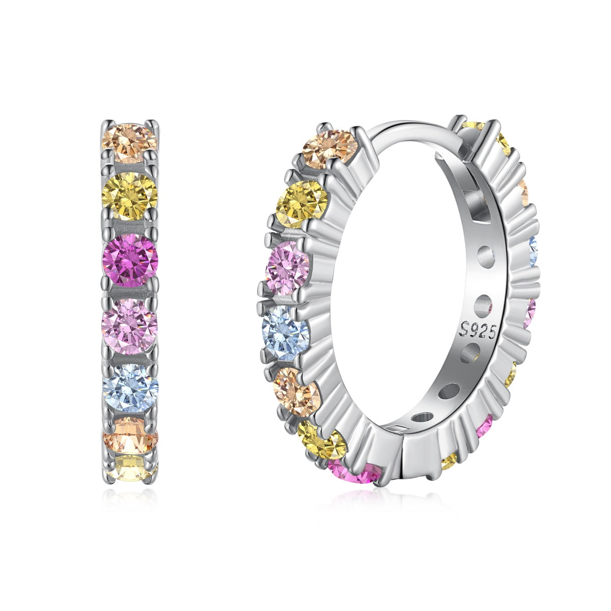 [Regal Gem Jewelry]Radiant Colorful Round Cut Earrings