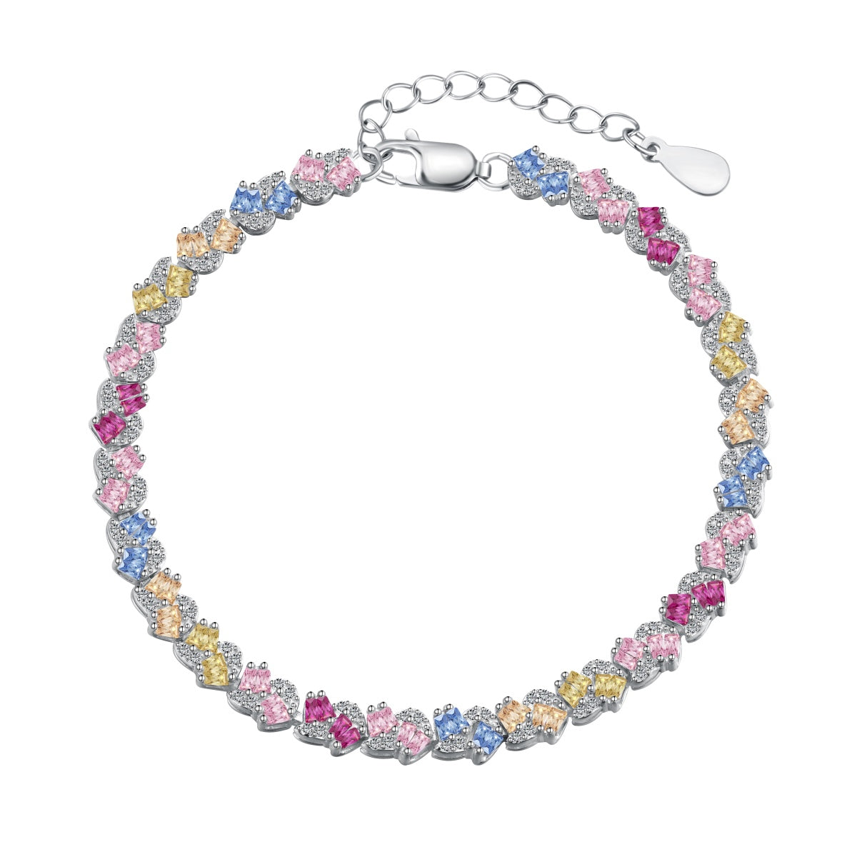 [Regal Gem Jewelry]Ornate Colorful Flower Shape Party Bracelet