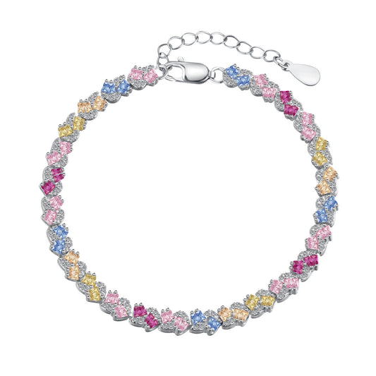[Regal Gem Jewelry]Ornate Colorful Flower Shape Party Bracelet
