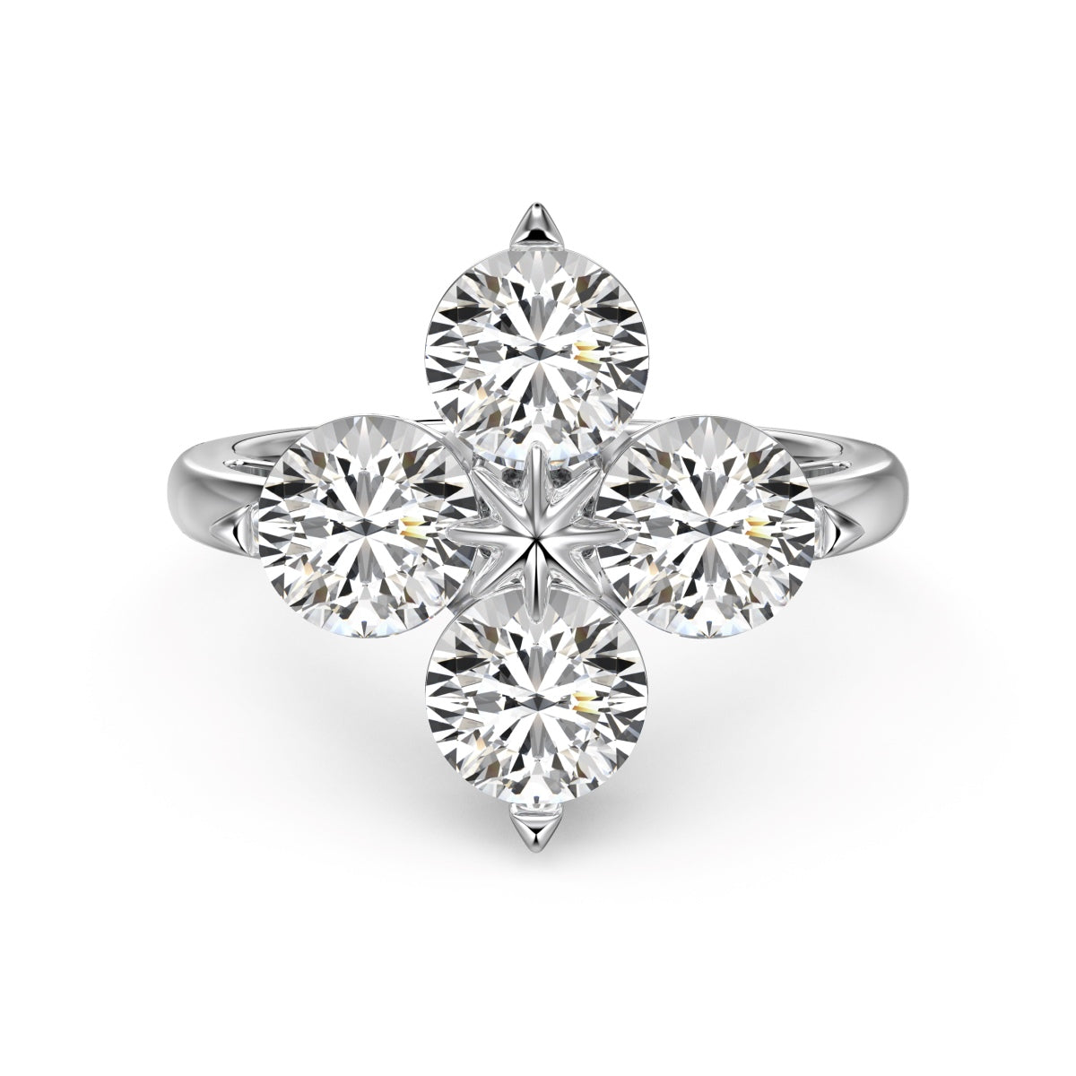 [Regal Gem Jewelry]Four-Leaf Clover Eight-Pointed Star Ring