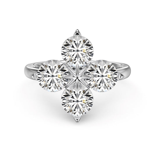 [Regal Gem Jewelry]Four-Leaf Clover Eight-Pointed Star Ring
