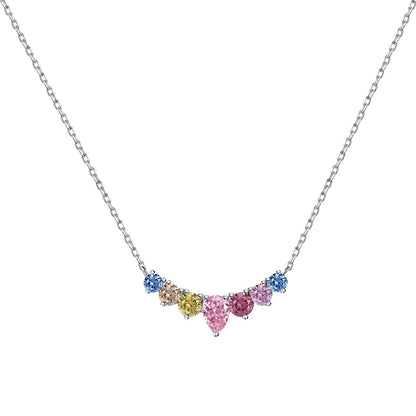 [Regal Gem Jewelry]Dainty Colorful Heart Necklace