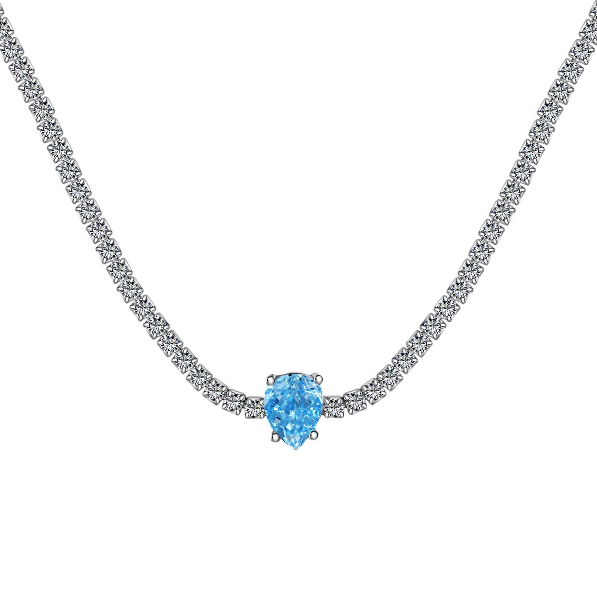 [Regal Gem Jewelry]1.0 carat Unique Pear Cut Tennis Necklace