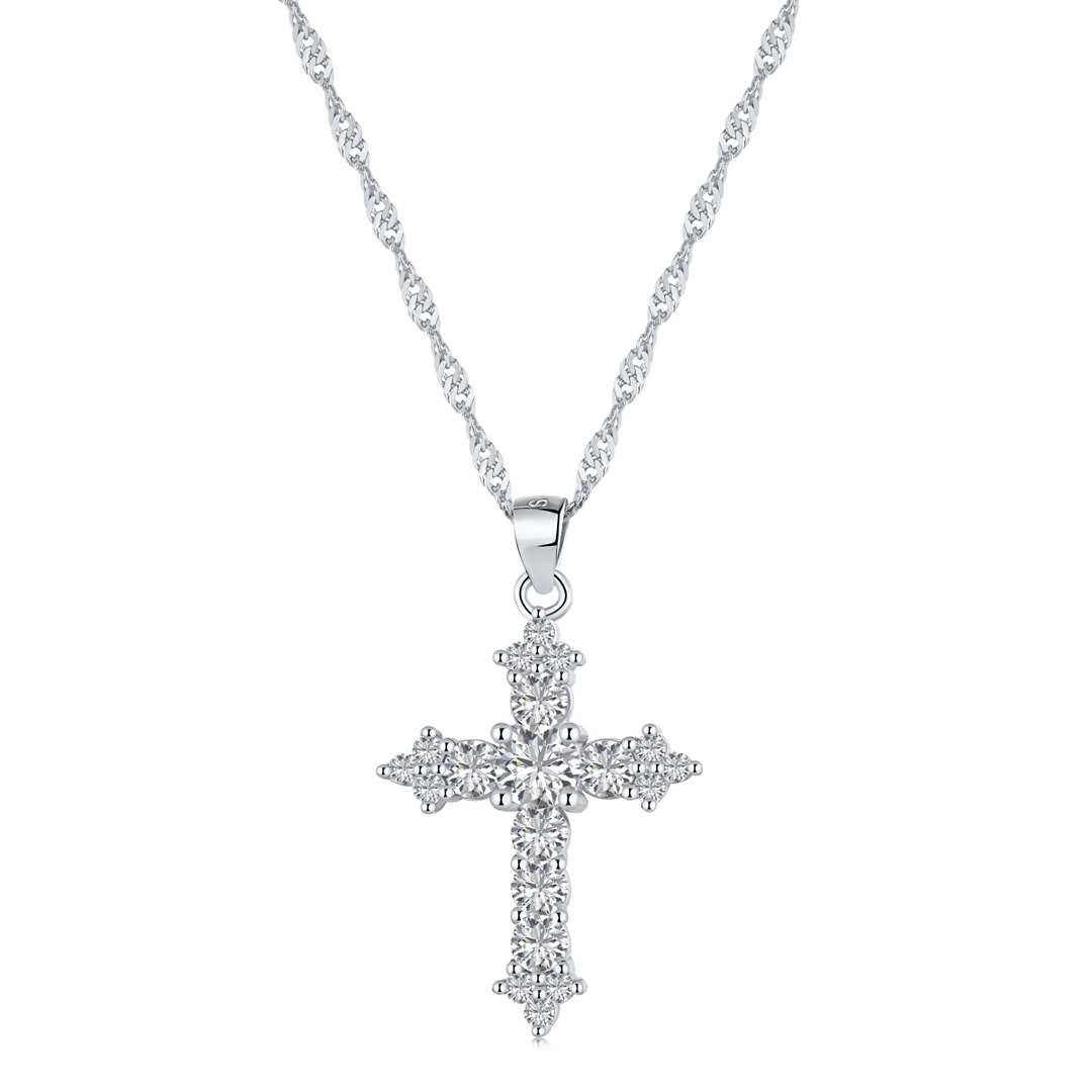 [Regal Gem Jewelry]Delicate Cross Shape Necklace