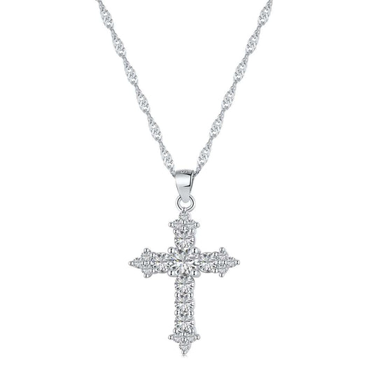 [Regal Gem Jewelry]Delicate Cross Shape Necklace