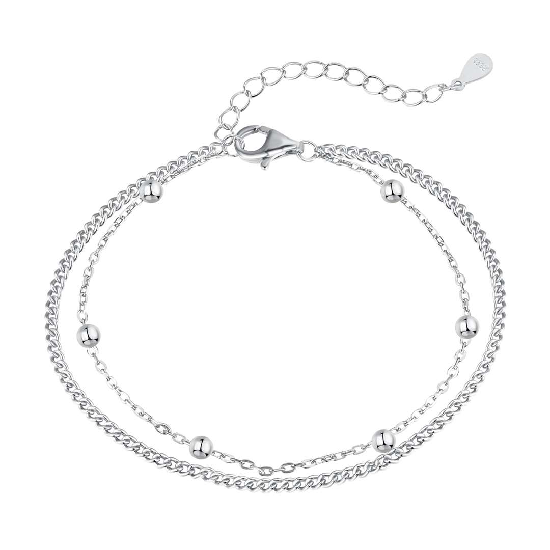 [Regal Gem Jewelry]Delicate Bead Double Layer Bracelet