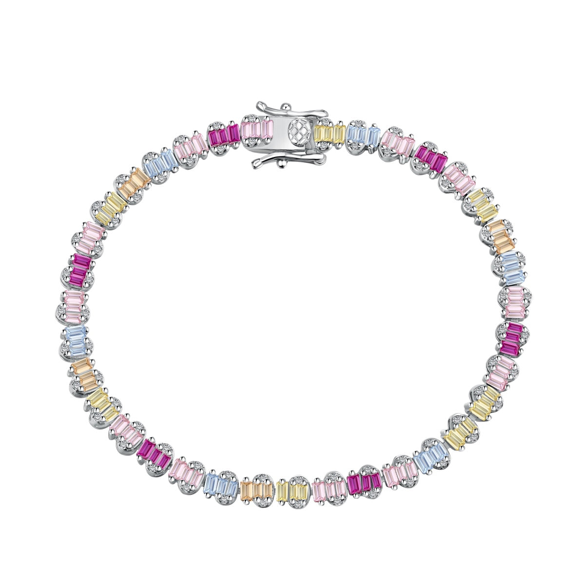 [Regal Gem Jewelry]Delicate Colorful Emerald Cut Party Bracelet