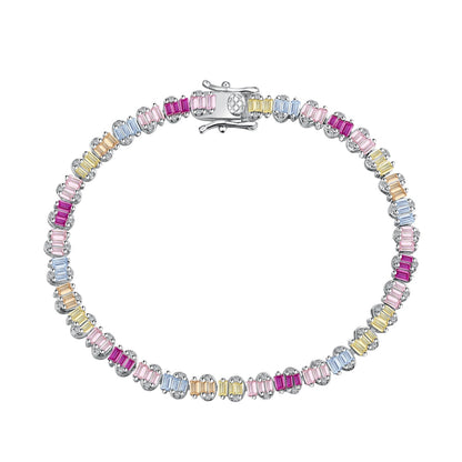 [Regal Gem Jewelry]Delicate Colorful Emerald Cut Party Bracelet