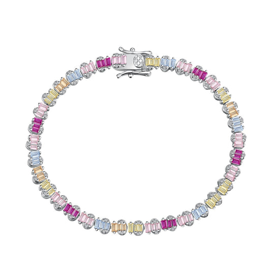 [Regal Gem Jewelry]Delicate Colorful Emerald Cut Party Bracelet