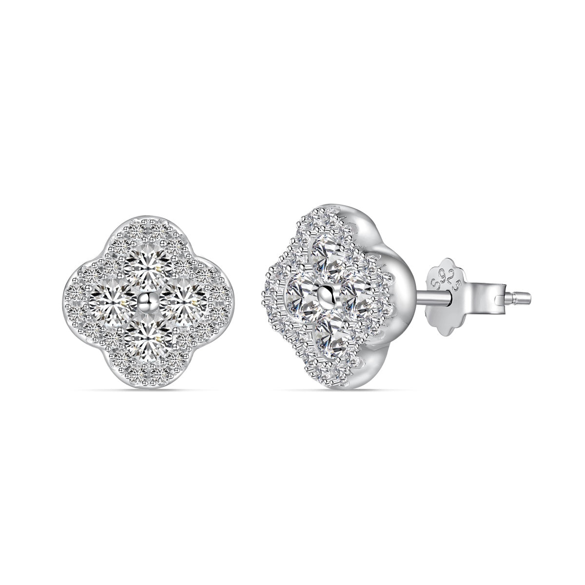 [Regal Gem Jewelry]Four-Leaf Clover Flower Shaped Earrings