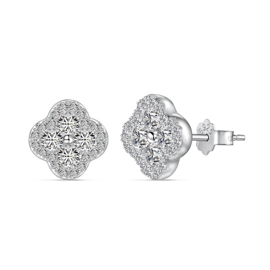 [Regal Gem Jewelry]Four-Leaf Clover Flower Shaped Earrings