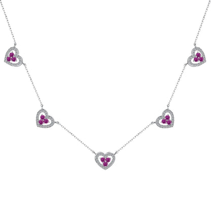 [Regal Gem Jewelry]Sparkling Five Heart Necklace