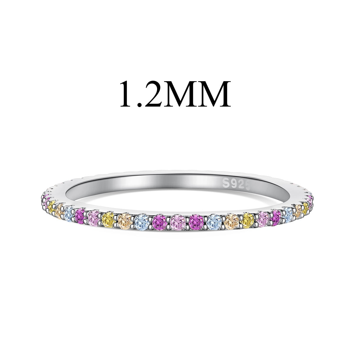 [Regal Gem Jewelry]Ornate Colorful Round Cut Tennis Ring