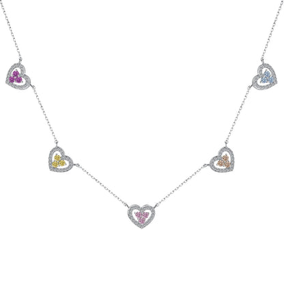 [Regal Gem Jewelry]Sparkling Five Heart Necklace