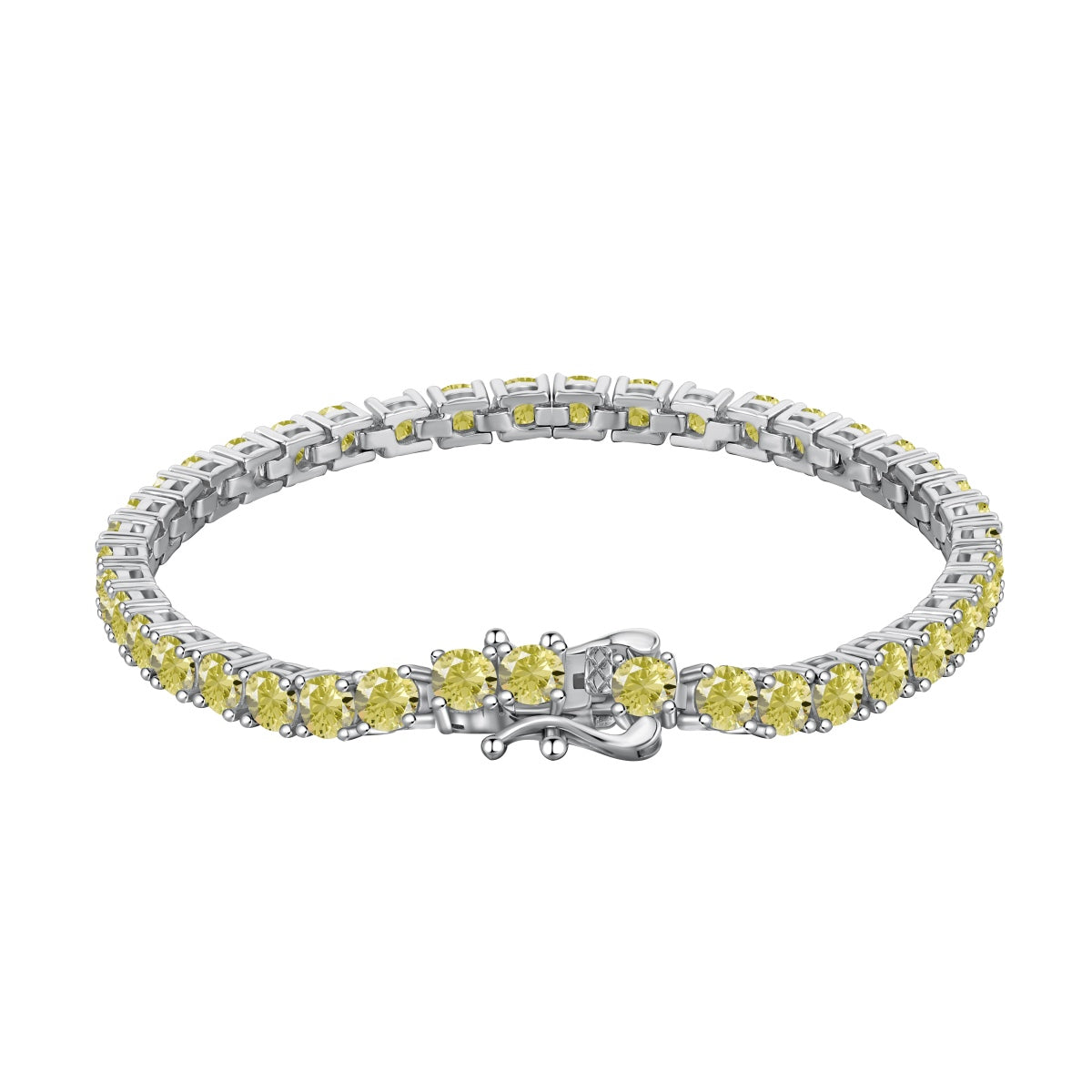 [Regal Gem Jewelry]Ornate Dazzling Round Cut Tennis Bracelet