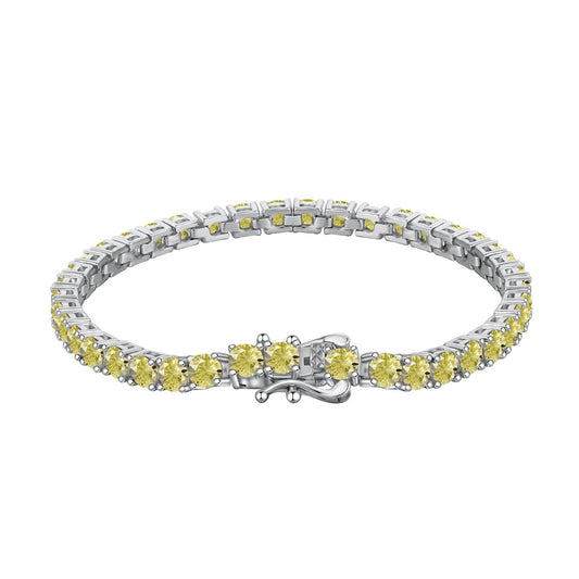 [Regal Gem Jewelry]Ornate Dazzling Round Cut Tennis Bracelet
