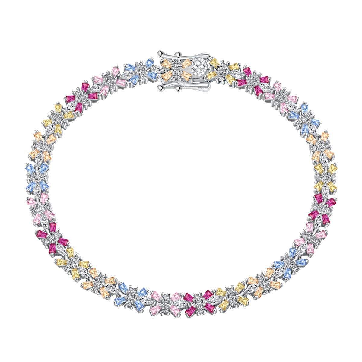 [Regal Gem Jewelry]Radiant Colorful Emerald Cut Party Bracelet