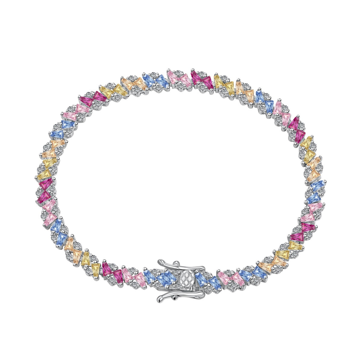 [Regal Gem Jewelry]Ornate Sparkling Multi Cut Party Bracelet
