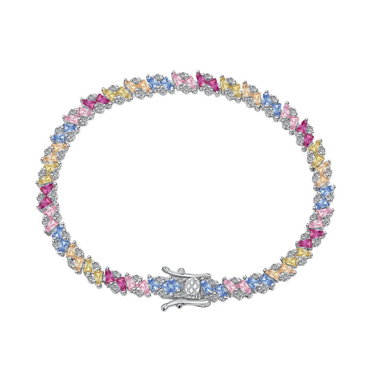 [Regal Gem Jewelry]Ornate Sparkling Multi Cut Party Bracelet