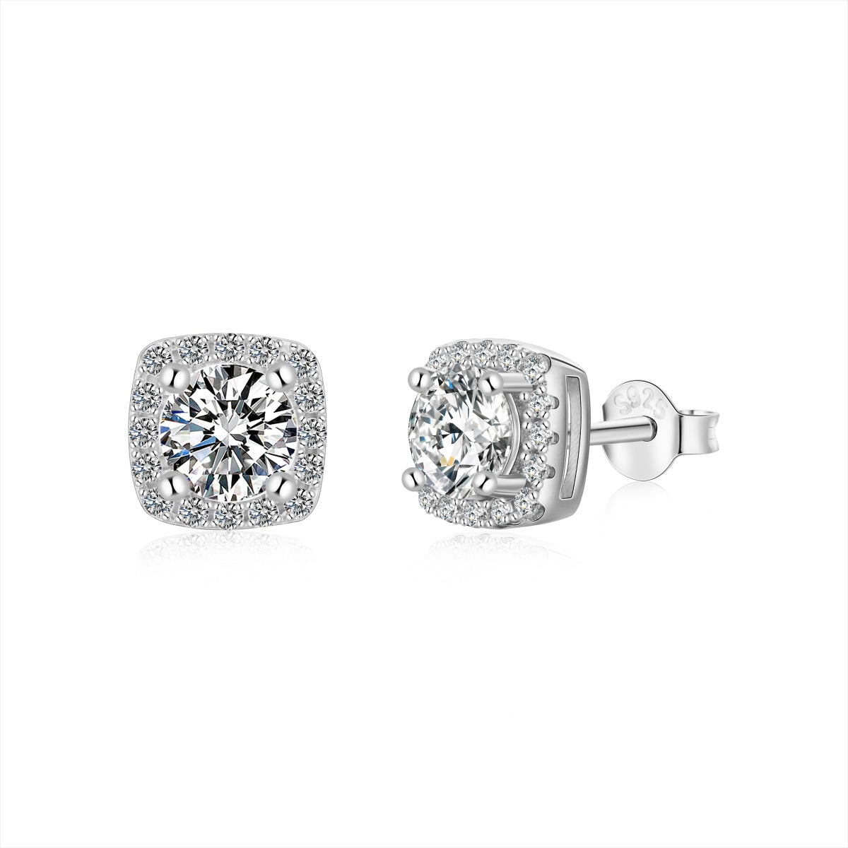 [Regal Gem Jewelry]Classic Round Center Stone Stud Earrings