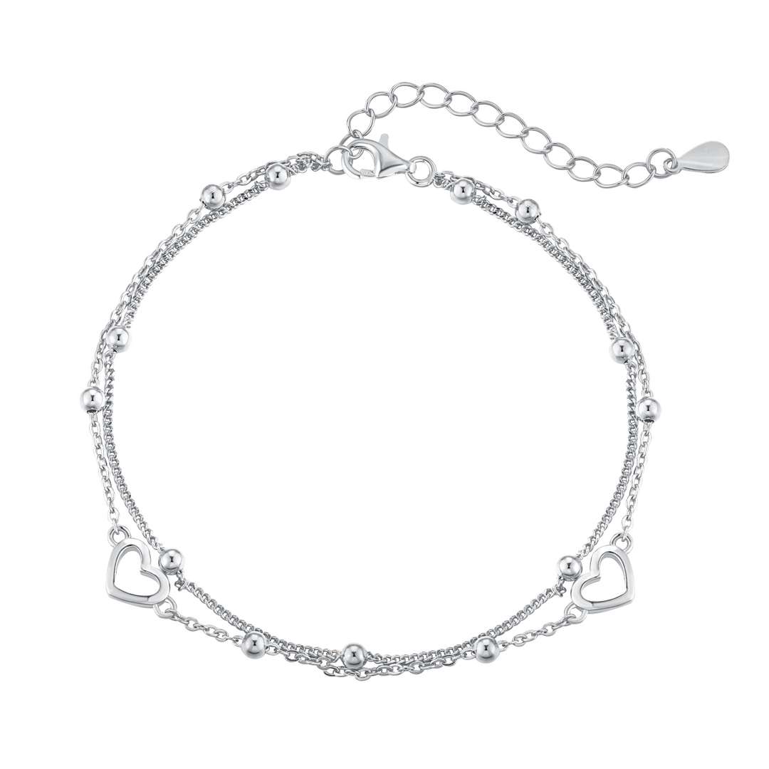 [Regal Gem Jewelry]Dainty Double Layer Love Heart Bracelet
