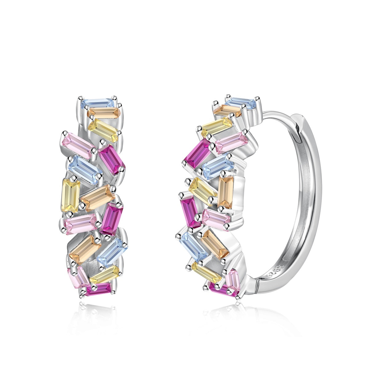 [Regal Gem Jewelry]Dazzling Colorful Emerald Cut Daily Earrings