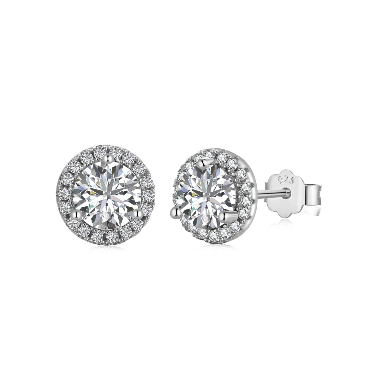 [Regal Gem Jewelry]Classic Princess Round Shape Earrings