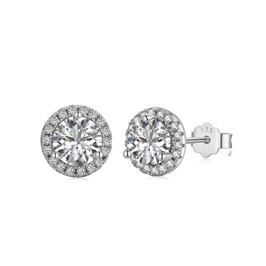 [Regal Gem Jewelry]Classic Princess Round Shape Earrings