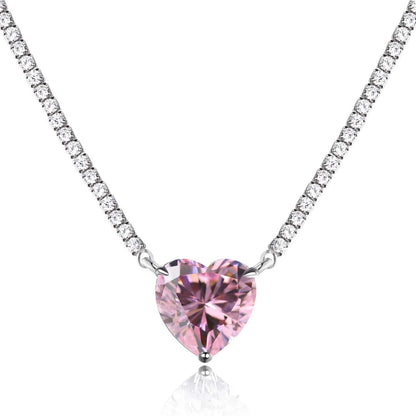 [Regal Gem Jewelry]8.0 Carat Versatile Colorful Sweet Heart-Shaped Tennis Necklace