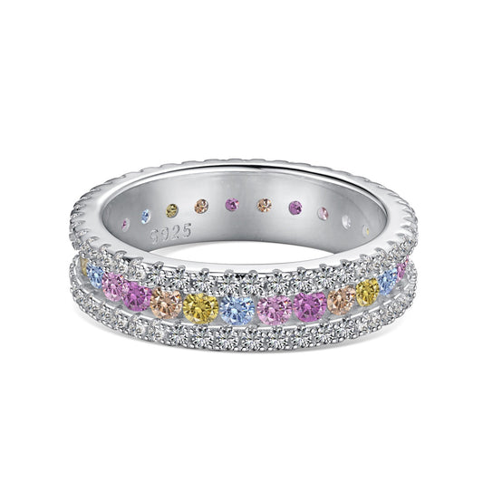 [Regal Gem Jewelry]Delicate Colorful Round Cut Daily Ring