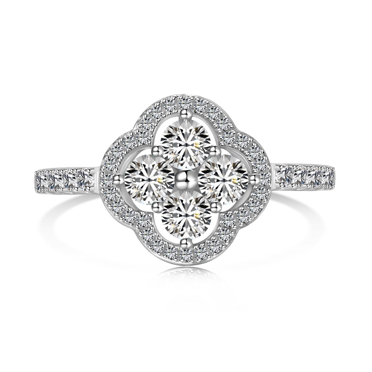 [Regal Gem Jewelry]Four Leaf Clover Flower Design Ring