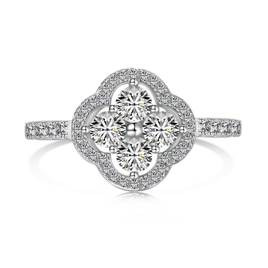 [Regal Gem Jewelry]Four Leaf Clover Flower Design Ring