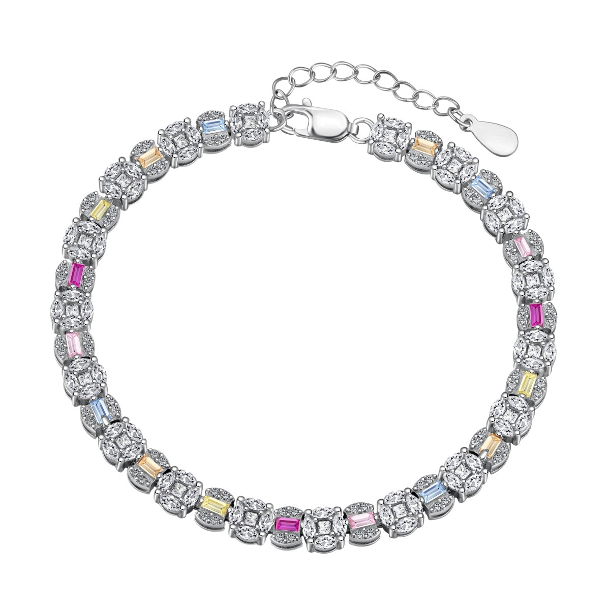 [Regal Gem Jewelry]Dazzling Radiant Multi Cut Daily Bracelet
