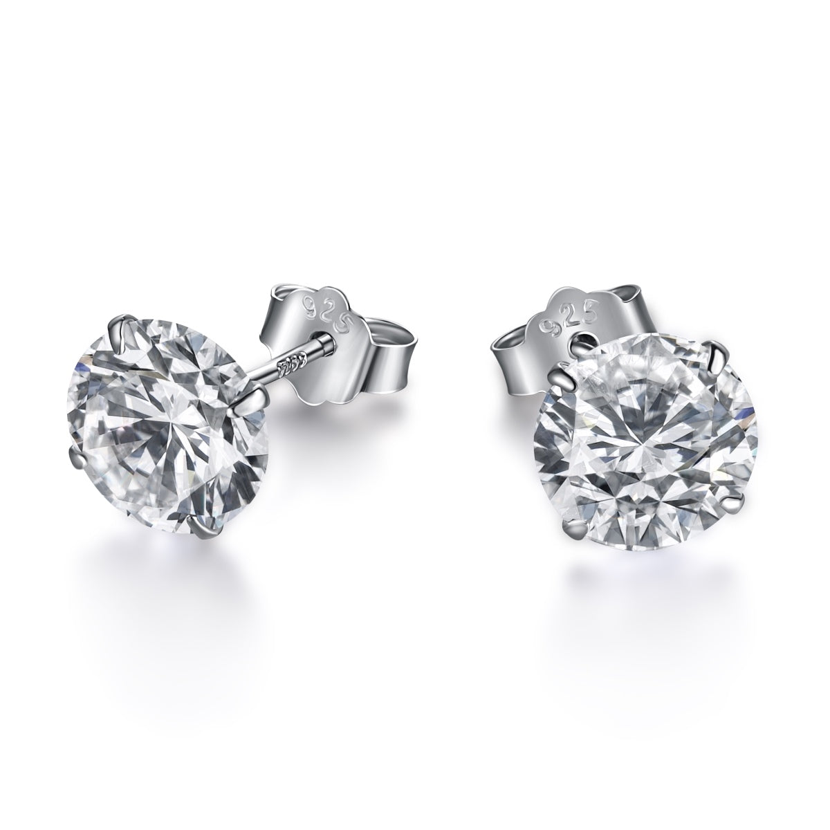 [Regal Gem Jewelry]Stylish Shiny Round Center Stone Stud Earrings
